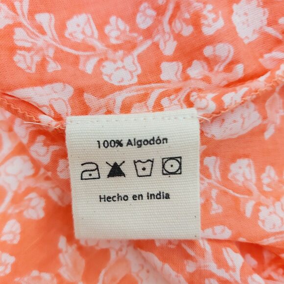 Mandum Maxi Dress Womens Medium Orange Floral Side Slit V-Neck Cotton Bohemian - Picture 10 of 12